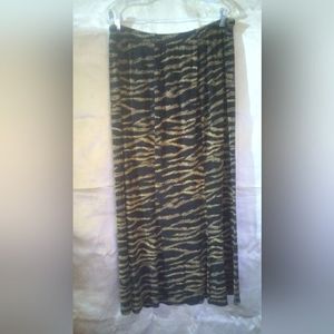 "Picadilly Plus" Women's Black/Brown Animal Print Maxi Skirt